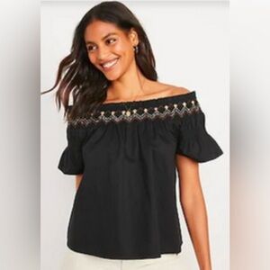 Old Navy women’s XXL boho embroidered off shoulders smocked blouse‎ NWT milkmaid